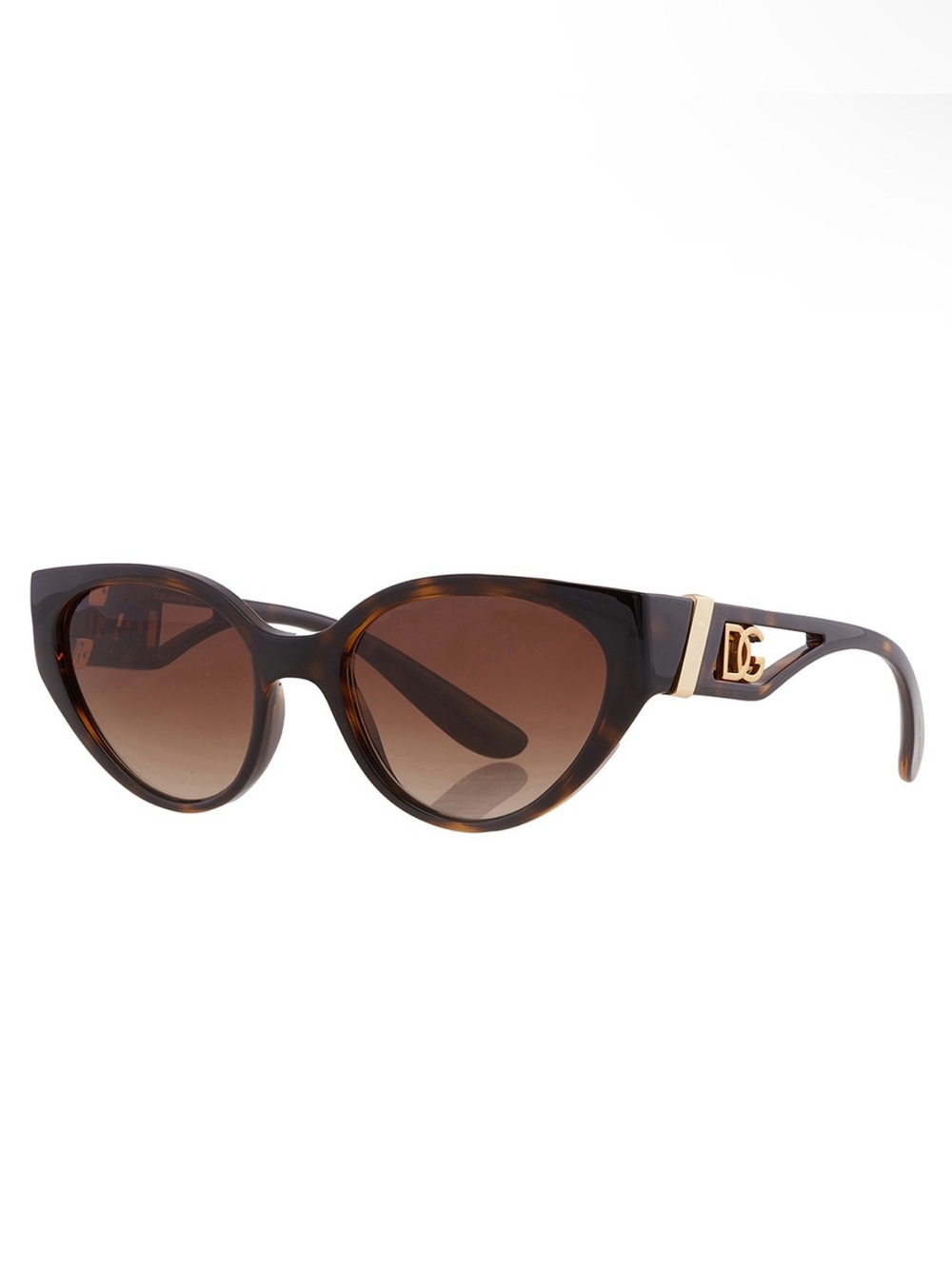 Dolce & Gabbana Tortoiseshell Cat-Eye Sunglasses - Brown & Gold Accents